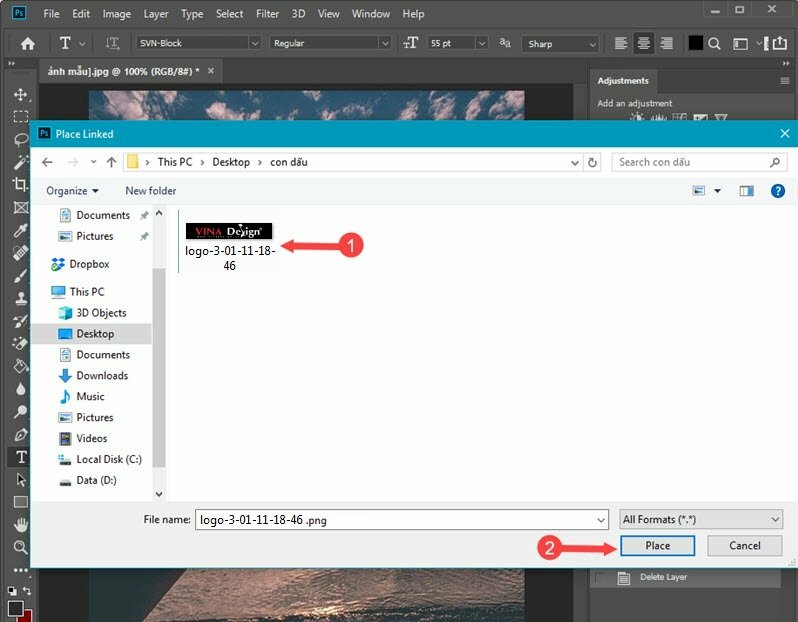 Chọn đến file logo