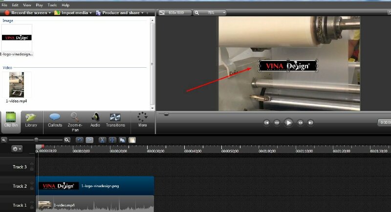 Điều chỉnh vị trí Logo hiển thị trong video bằng cách nhấp chuột vào logo trên màn hình xem trước và kéo logo đến vị trí bạn mong muốn.