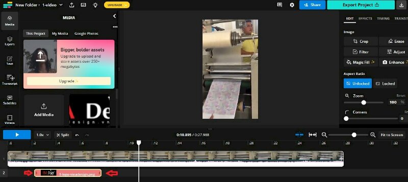 Bước 7: Điều chỉnh thời gian hiển thị của logo trong video