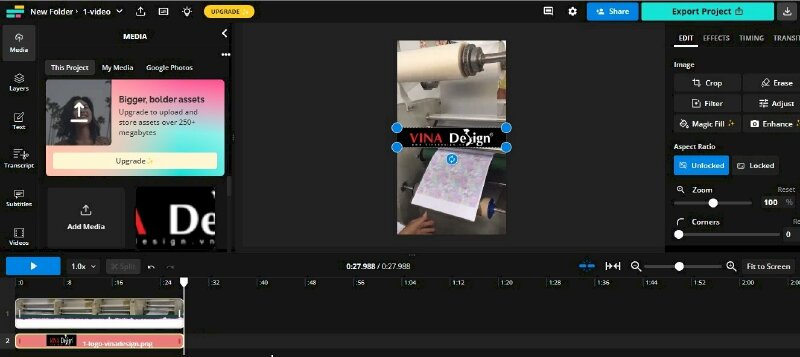 Bước 6: Điều chỉnh kích thước và vị trí của Logo trong video