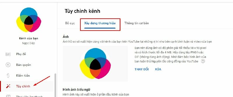  Truy cập vào Branding