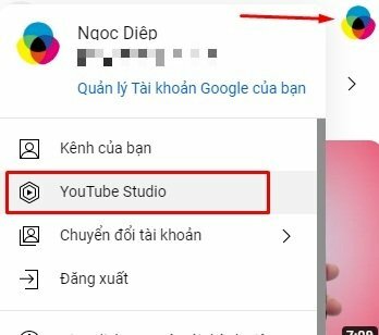 Truy cập YouTube Studio