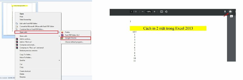 Bước 2: Bạn hãy mờ file PDF vừa được chuyển đổi bằng Google > Bấm tổ hợp phím Ctrl + P hoặc chọn vào biểu tượng Máy in.
