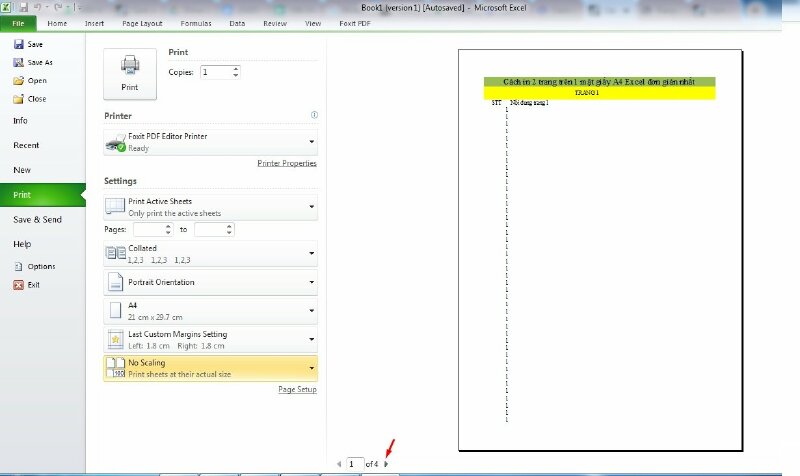 Bước 3: Vào File > chọn Print hoặc nhấn phím tắt Ctrl + P để vào cài đặt in nhiều trang trên 1 tờ A4 trong Excel.