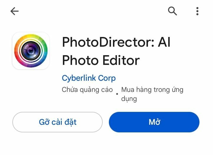 Bước 1: Tải và cài đặt ứng dụng PhotoDirector  từ cửa hàng ứng dụng trên điện thoại di động của bạn (PhotoDirector có sẵn trên cả Android và iOS).