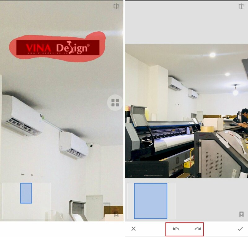 Bước 4: Bôi đỏ lên vị trí chứa logo trên ảnh cần xóa > Ứng dụng sẽ tự động phân tích và xóa đi ngay.