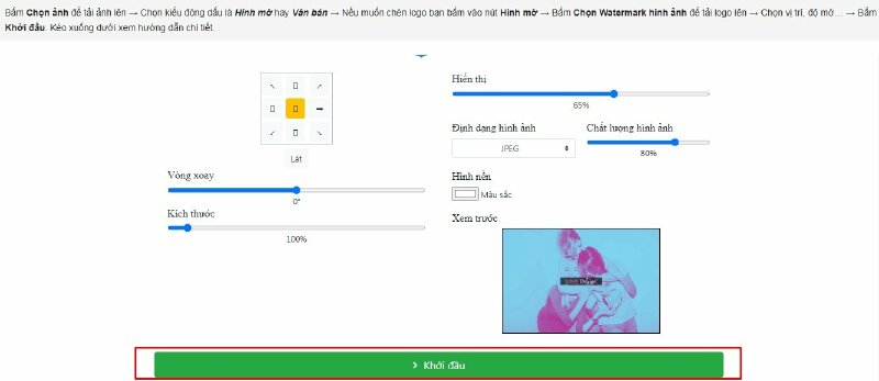 Điều chỉnh hình ảnh làm watermark
