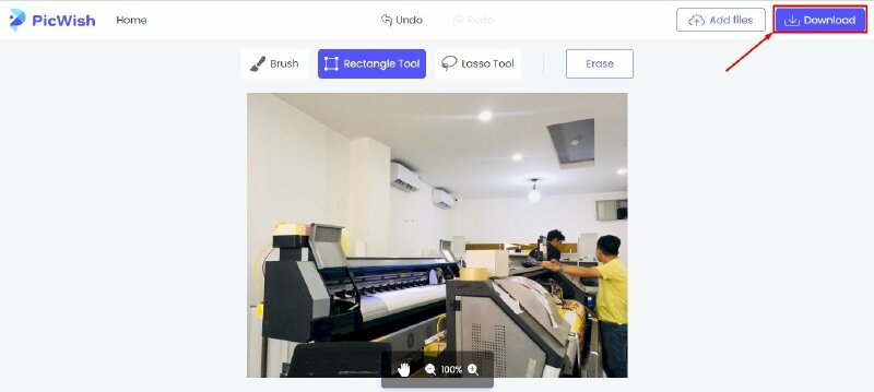 Bước 5: Sau khi xóa xong logo trên ảnh hãy bấm vào Download để tải ảnh đã xóa logo về máy.