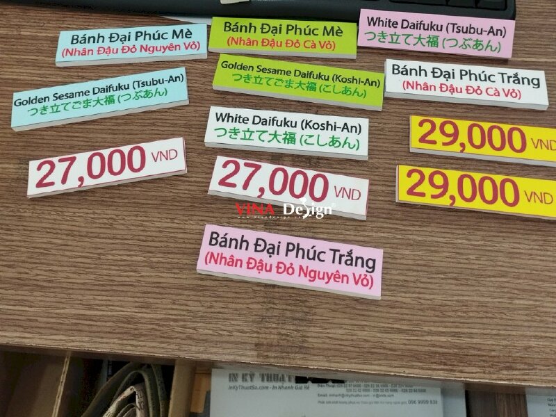 In bảng tên món ăn đa ngôn ngữ Việt - Anh - Nhật, bảng giá tiền - VND264