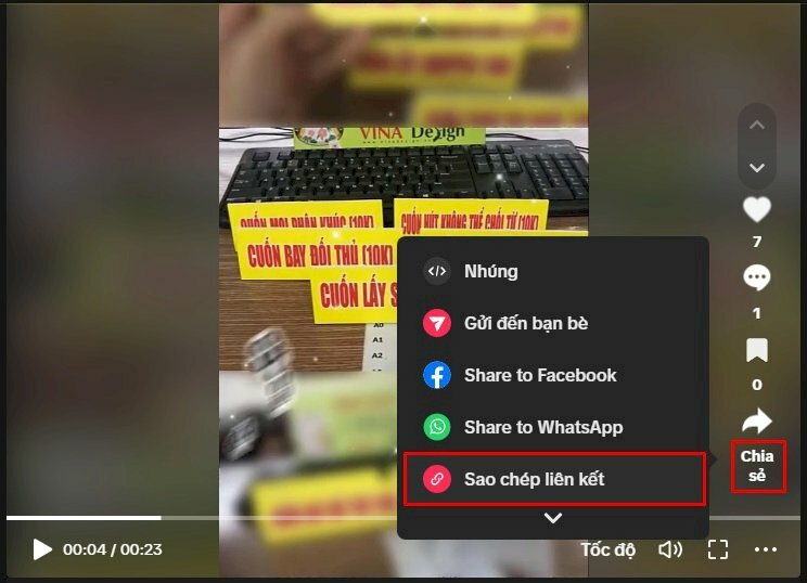Bước 3: Chọn "Sao chép liên kết".