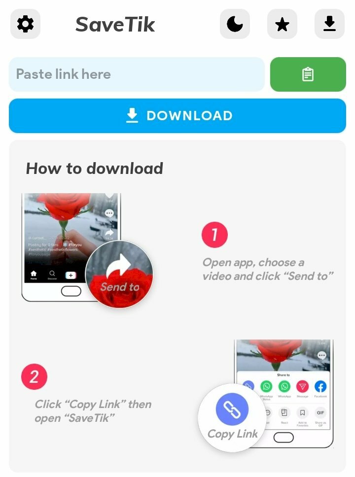 Bước 2: Mở Tiktok và nhấp vào "Sao chép liên kết" của video mà bạn quan tâm.