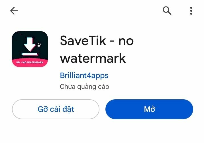 Bước 1: Tìm SaveTik trên cửa hàng Google Play đối với Android và AppStore đối với iOS sau đó tải về và cài đặt ứng dụng lên thiết bị của bạn.