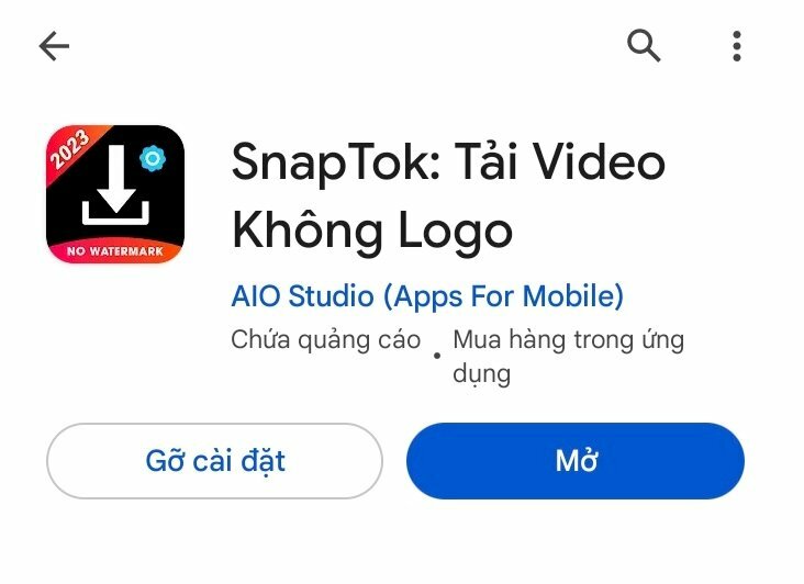 Bước 1: Tìm SnapTok - Tải video không logo trên Google Play Store sau đó tải về và cài đặt ứng dụng lên thiết bị của bạn.