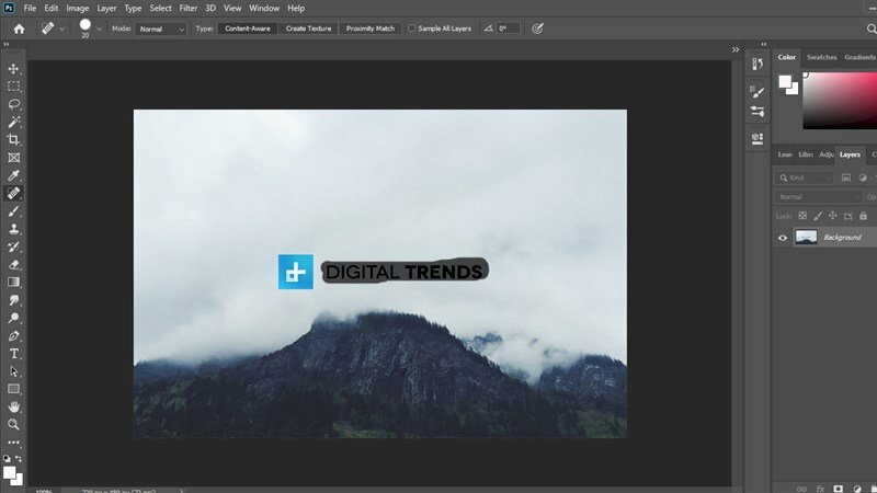 Bước 3: Thực hiện click chuột bôi lên vị trí chứa logo trên ảnh cần xóa.