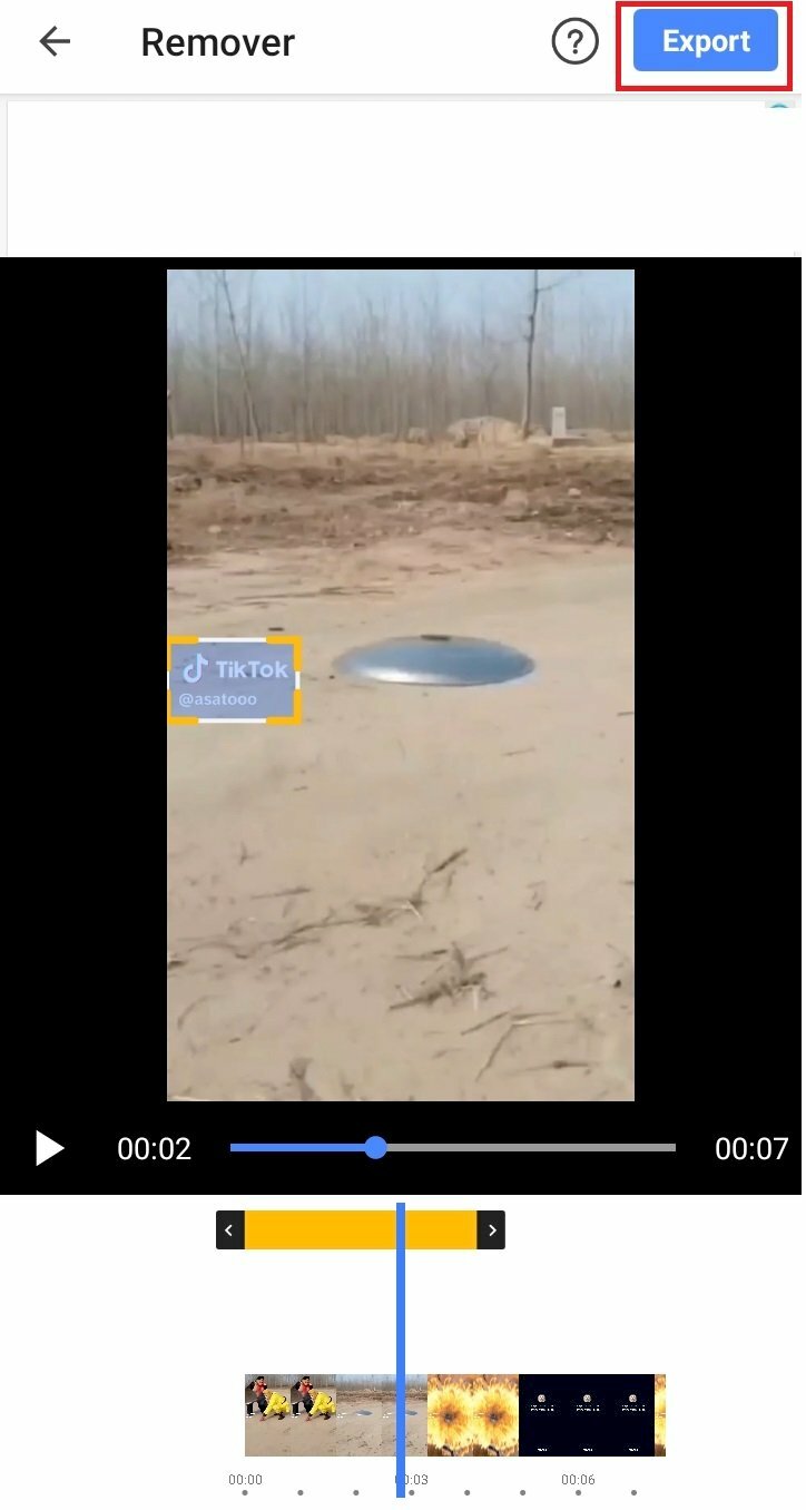 Bước 4: Sau khi chọn xong các vị trí cần xóa logo trên video hãy nhấn vào Export trên góc phải để xuất video đã xóa logo.