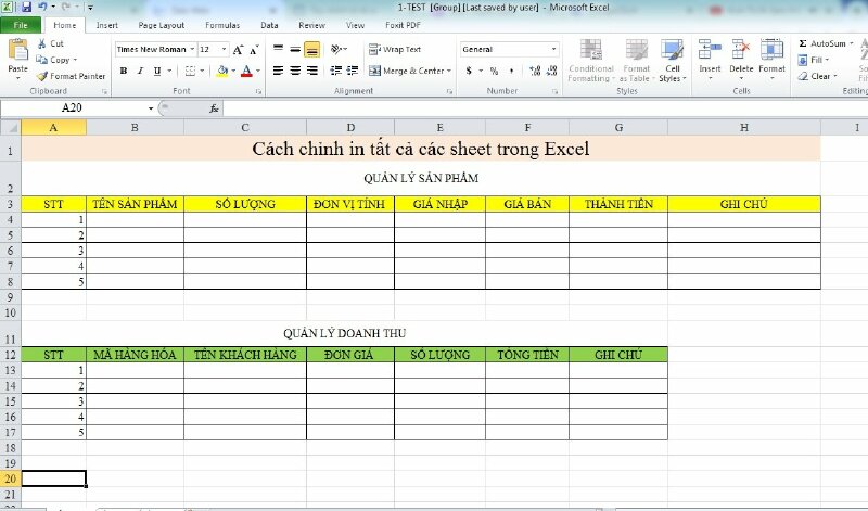 Bước 2: Chọn trước 1 Sheet cần in > Nhấn giữ phím Ctrl và chọn các sheet tiếp theo cần in (trên hệ điều hành Windows) và đối với MacOS hãy bấm tổ hợp phím Shift + Click chuột vào sheet cần in.