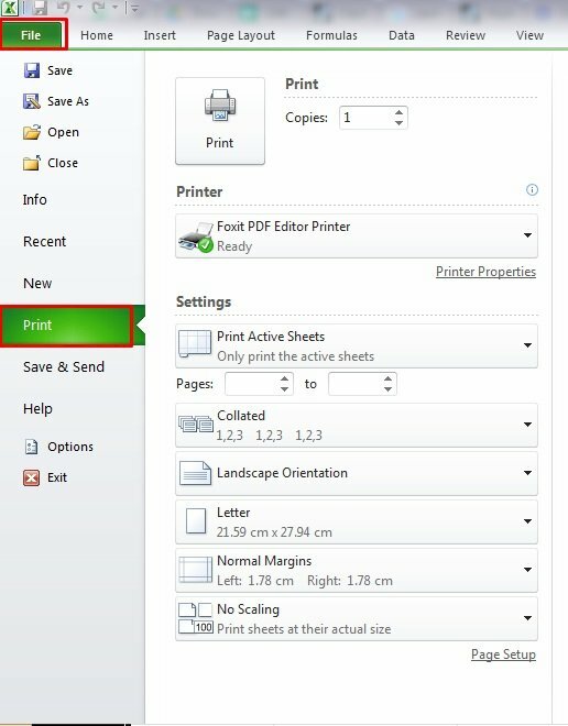 Bước 2: Hãy nhấn vào file > Chọn Print hoặc nhấn tổ hợp phím Ctrl + P để mở lệnh in.