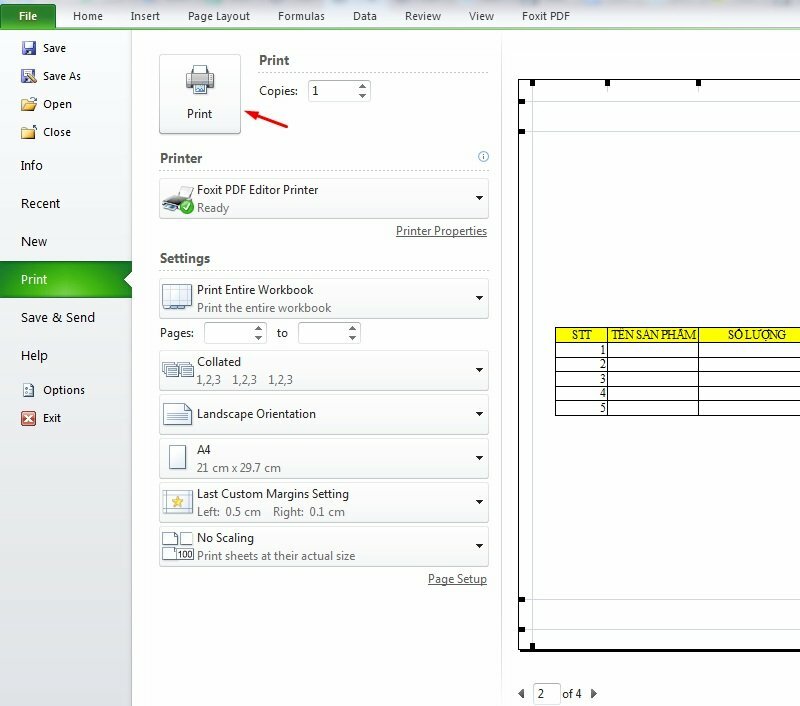 Bước 4: Kiểm tra lại sau khi chỉnh in tràn lề trong Excel