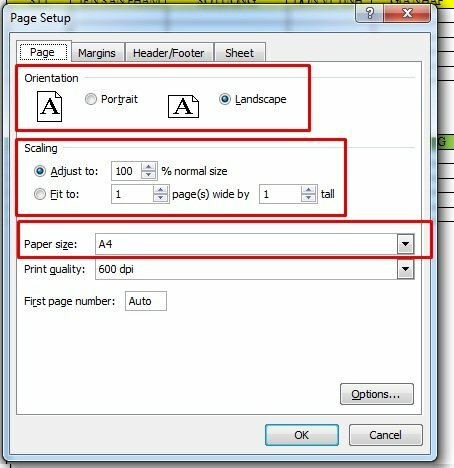 Bấm qua tab Page để điều chỉnh khổ giấy in: 