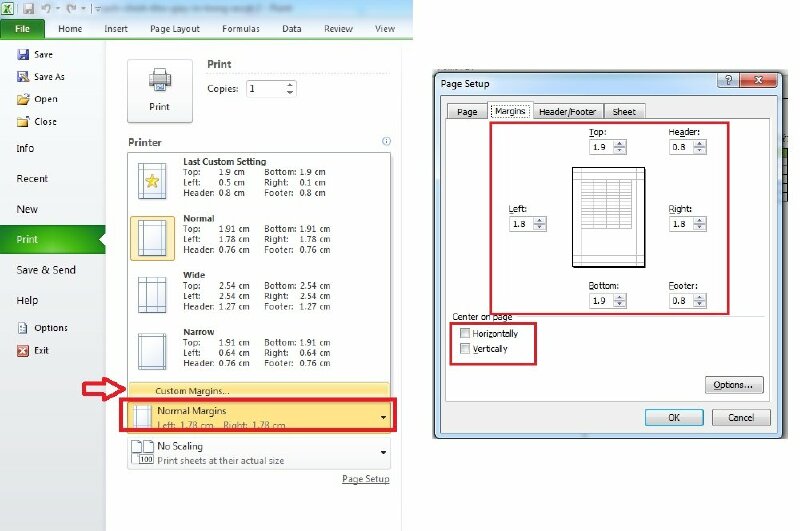 Để căn lề in hãy bấm vào Normal Margins > Chọn Custom Margins...  Tại đây bạn nhập giá trị cho lề trên, lề dưới, lề trái và lề phải theo ý của mình.