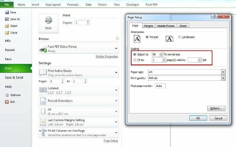 Điều chỉnh thu nhỏ trang in
