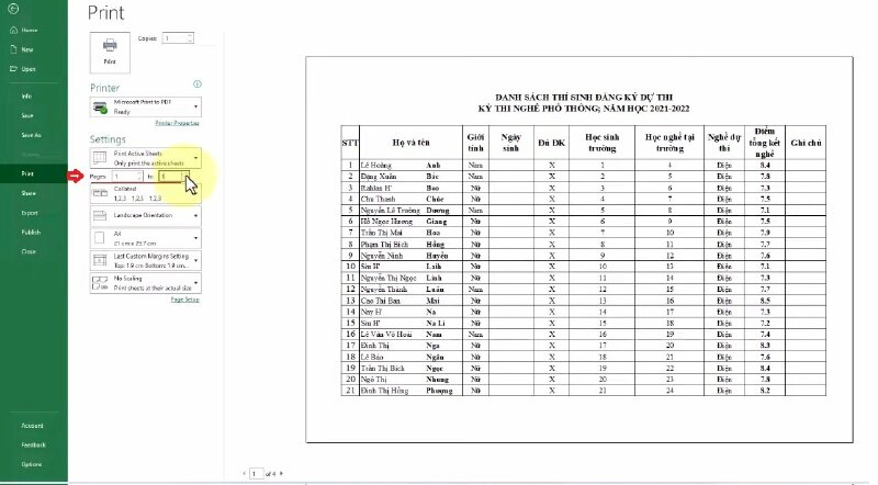 Bước 3: Trong phần Setting > Tại Pages ... to ...  (Từ trang ... đến trang) hãy nhập vào trang mà bạn muốn in.