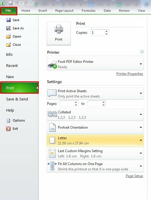 Bước 2: Bấm vào File > chọn Print hoặc nhấn tổ hợp phím Ctrl +P để cài đặt file in.