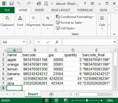 Bước 2: Tạo file dữ liệu trên Excel