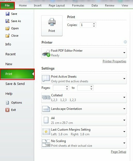 Bước 2: Bấm vào File > Chọn Print hoặc nhấn tổ hợp phím Ctrl +P để cài đặt file in 