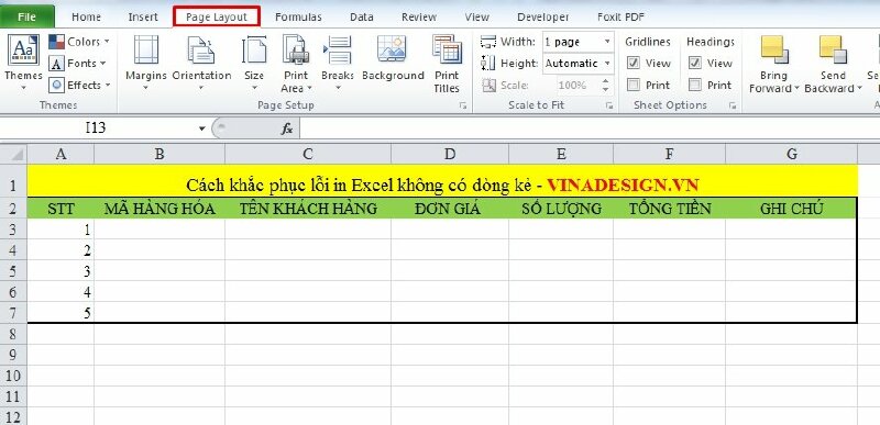 Bước 2: Hãy nhấn vào mục Page Layout