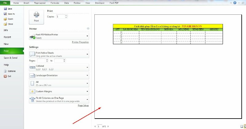 Bước 4: Hãy nhấn Ctrl + P để xem trước bản in ở bên phải màn hình đã hiển thị dòng kẻ.