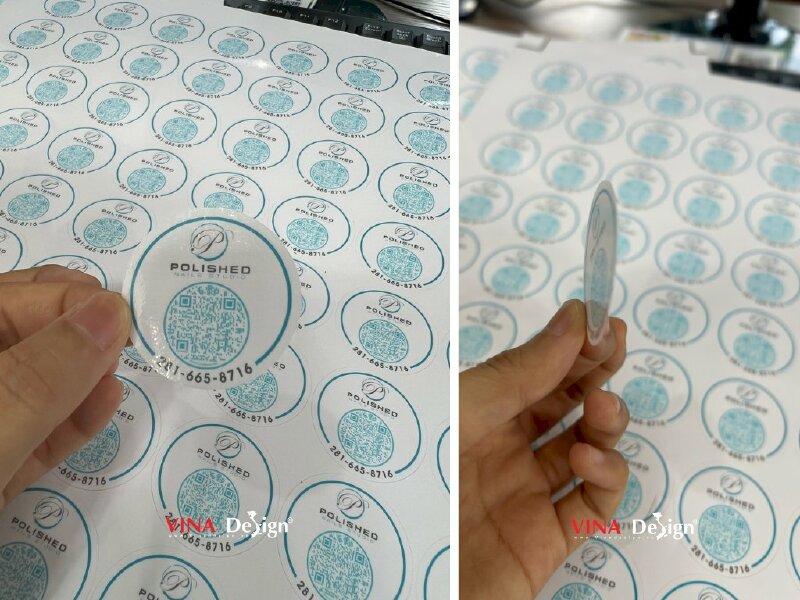 In tem nail decal hình tròn bế sẵn, in tem dán hình tròn 4cm, hàng gửi đi Mỹ từ TPHCM - VND341