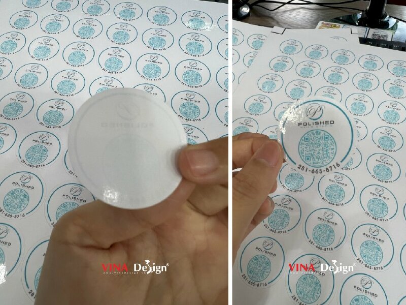 In tem nail decal hình tròn bế sẵn, in tem dán hình tròn 4cm, hàng gửi đi Mỹ từ TPHCM - VND341