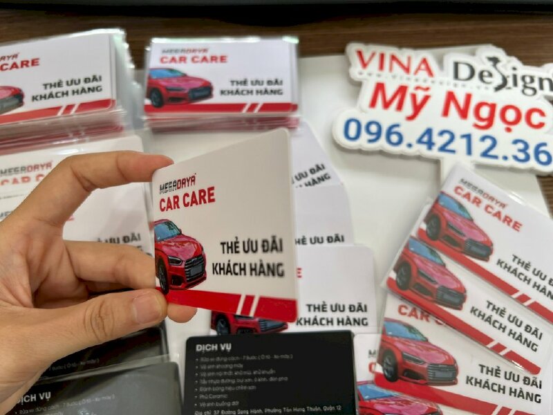 In thẻ ưu đãi khách hàng cho Salon ô tô vệ sinh bảo dưỡng xe hơi - VND335