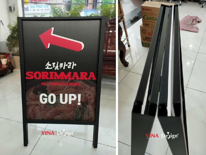 In bảng chỉ dẫn khung standee sắt chữ A ngoài trời nhà hàng Nhật Bản - VND353