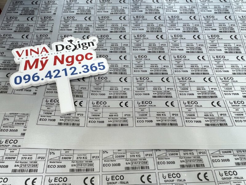 In decal xi bạc tem nhãn dán máy vệ sinh công nghiệp - VND371