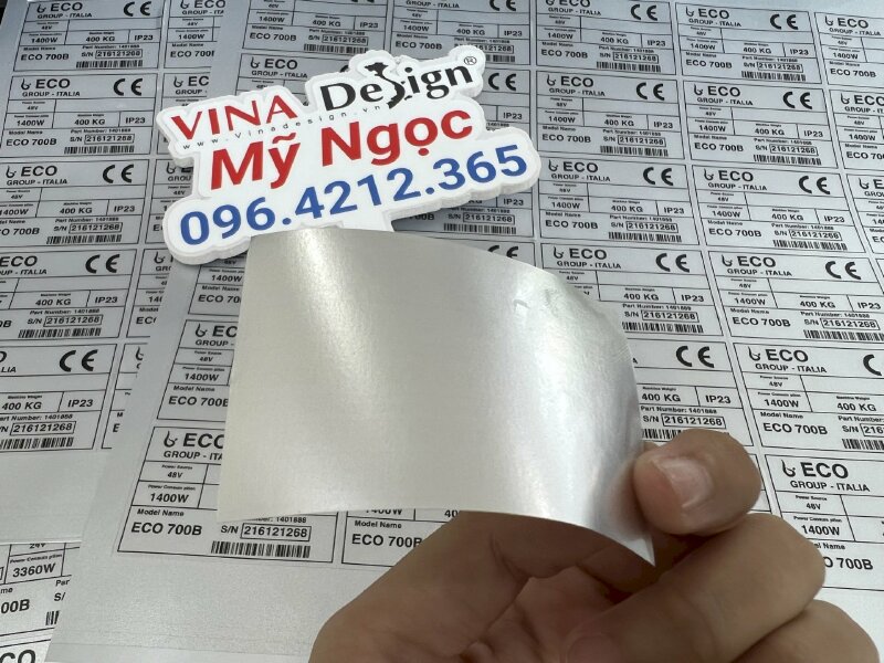 In decal xi bạc tem nhãn dán máy vệ sinh công nghiệp - VND371