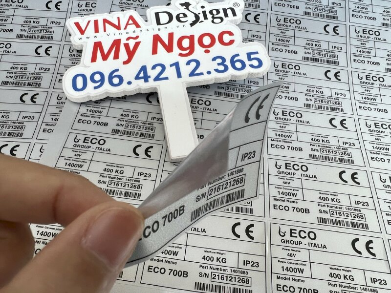 In decal xi bạc tem nhãn dán máy vệ sinh công nghiệp - VND371