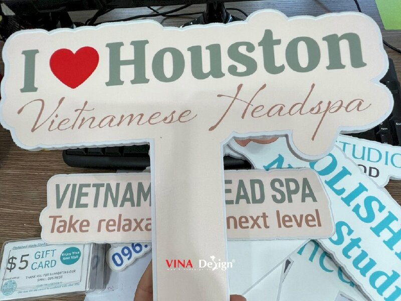 Hashtag cầm tay tiếng Anh I LOVE Houston Vietnamese Headspa - MSN223