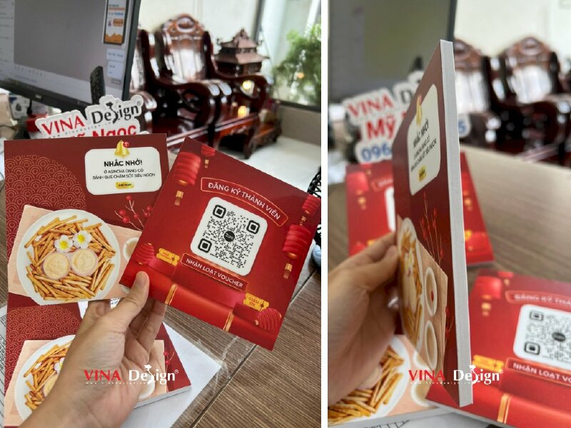 In Menu QR Code để bàn chất lượng, in PP bồi Formex - VND363