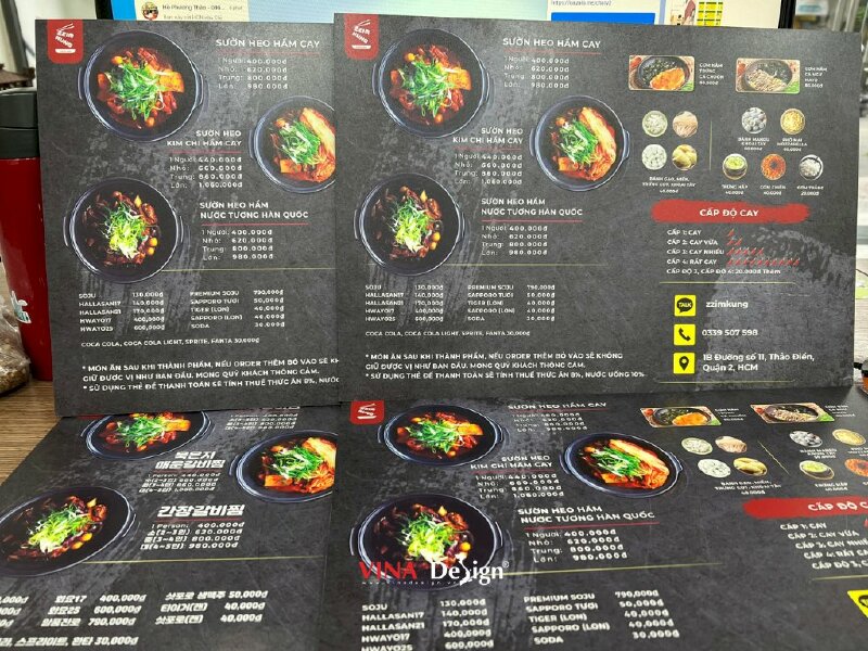 In menu song ngữ Việt Hàn, menu quán ăn Hàn Quốc Korean Food - VND387
