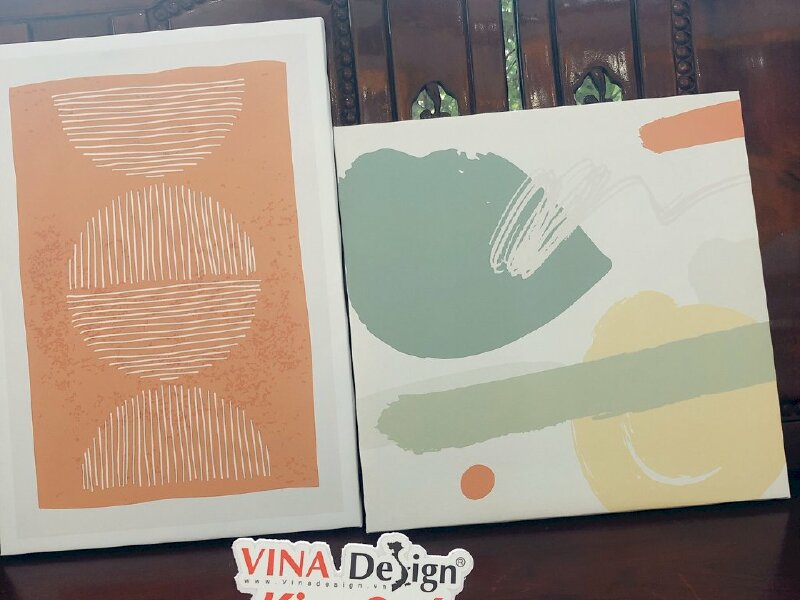 In tranh Canvas treo tường, tranh Abstract Modern Minimalist Art, Watercolor Brush Wall Decor, Boho Art Print - VND356
