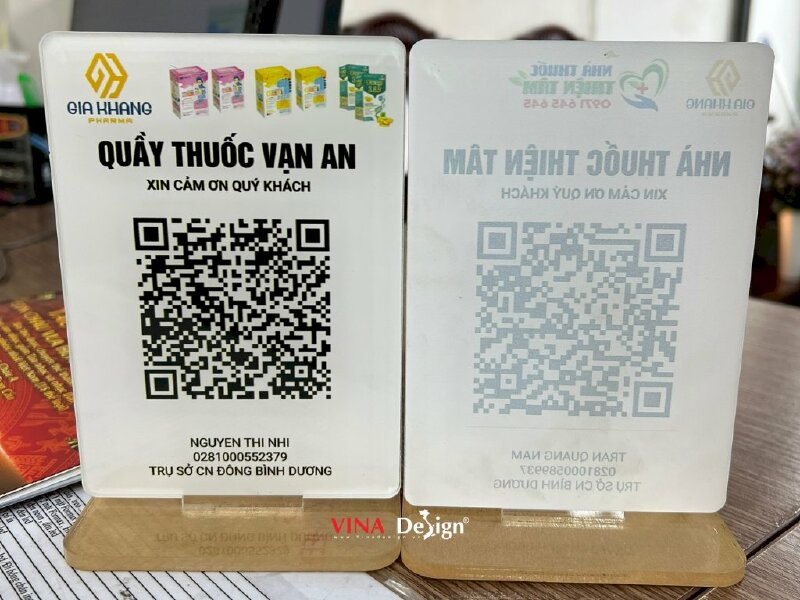 Làm đế Mica quét mã QRcode thanh toán, standee mica để quầy thuốc - VND390