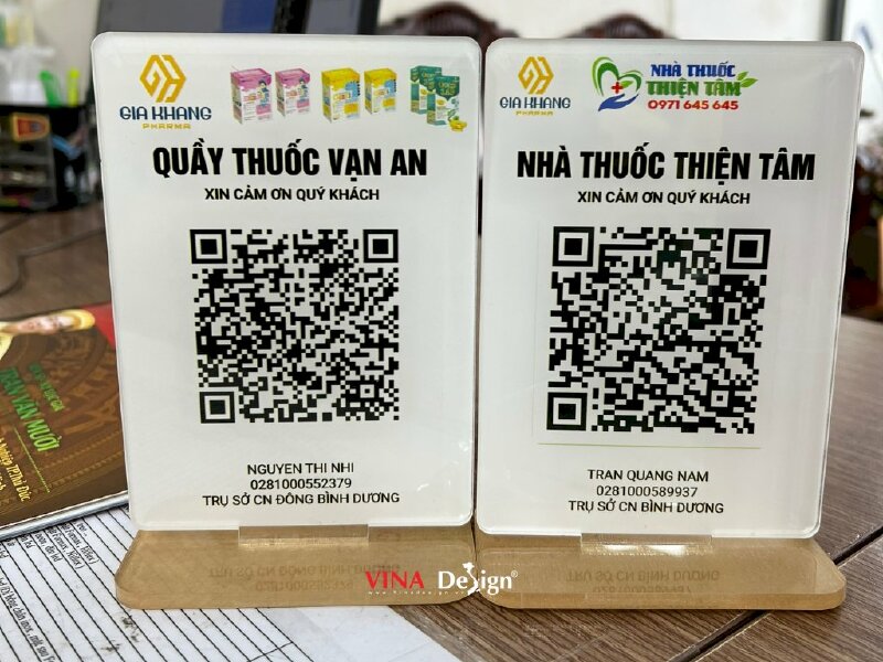 Làm đế Mica quét mã QRcode thanh toán, standee mica để quầy thuốc - VND390