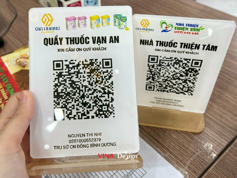 Làm đế Mica quét mã QRcode thanh toán, standee mica để quầy thuốc - VND390