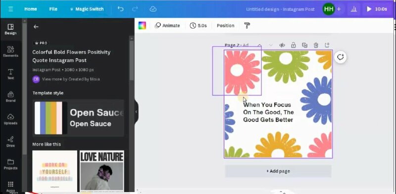 Tiếp đến chúng tôi sẽ hướng dẫn bạn cách làm chuyển động nhiều bông hoa trên mẫu thiết kế này cùng một lúc. 