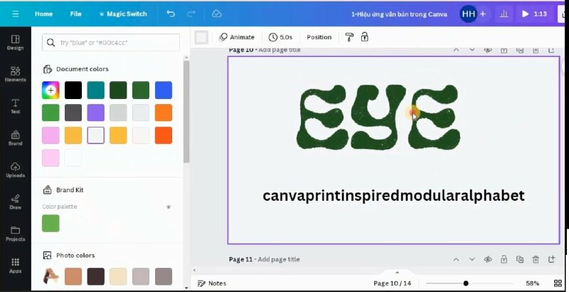 Bước 2: Tại đây chúng ta sẽ có một bộ sưu tập các chữ cái. Và bây giờ bạn có thể dễ dàng tạo các từ mà mình muốn bằng cách bấm vào chọn các chữ cái. Và thực hiện thay đổi kích thước, màu sắc cho chữ cái nếu muốn.