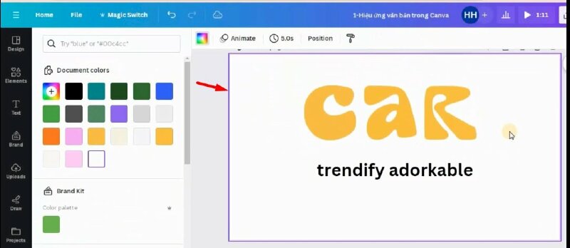 Bước 2: Tại đây chúng ta sẽ có một bộ sưu tập các chữ cái. Và bây giờ bạn có thể dễ dàng tạo các từ mà mình muốn bằng cách bấm vào chọn các chữ cái. Và thực hiện thay đổi kích thước, màu sắc cho chữ cái nếu muốn.