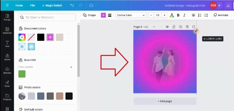 Tiếp đến thực hiện kéo shape ra toàn tấm hình, có thể nhìn rõ độ trong suốt sẽ nằm giữa.