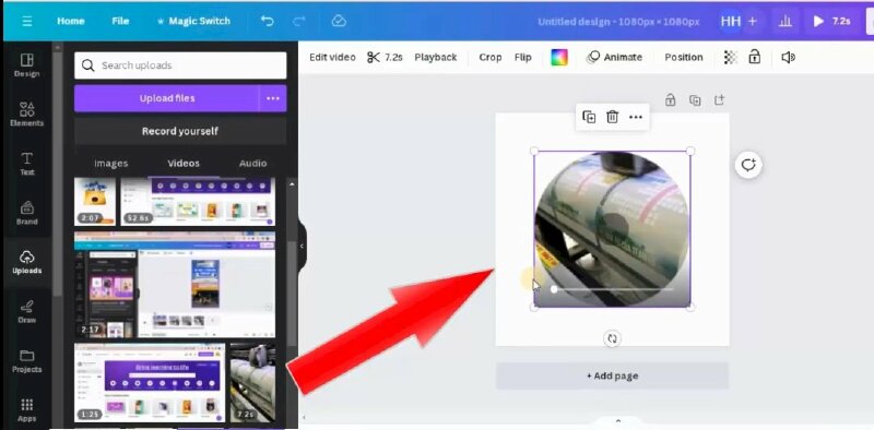 Bạn cũng có thể cắt video thành hình tròn bằng cách kéo chọn video vào khung hình tròn.